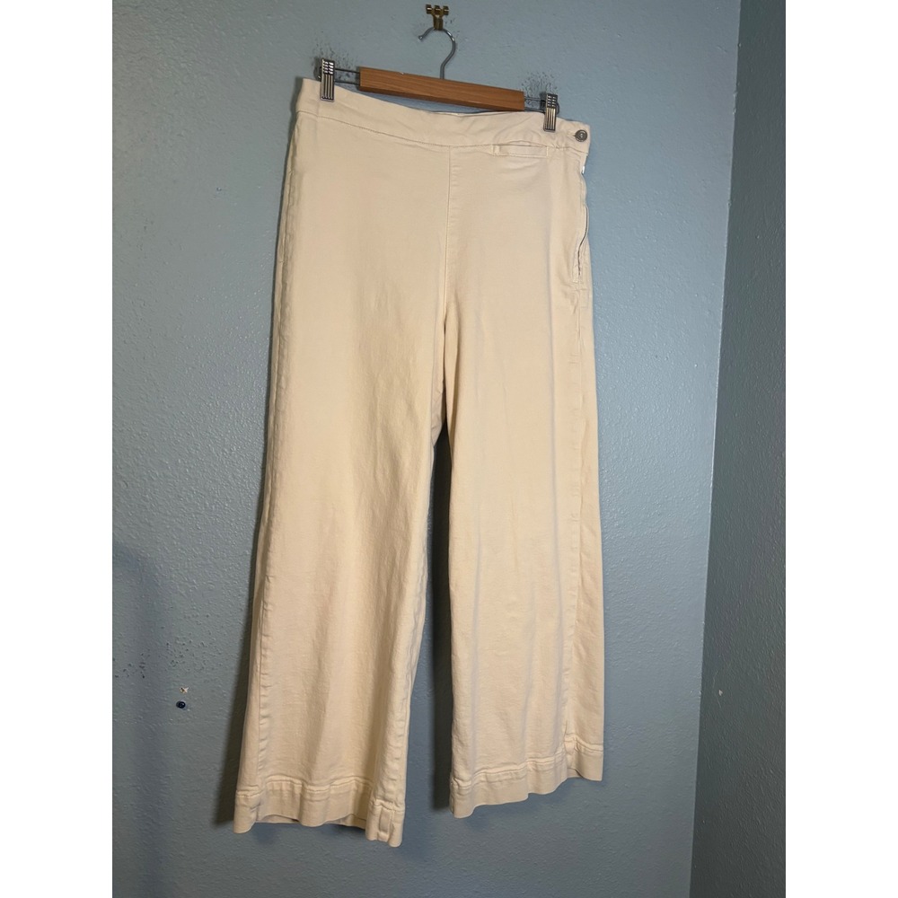 Anthropologie Pilcro The Skipper Side Zip High Rise Crop Wide Leg Jean Cream 31 - Picture 2 of 10